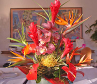 Vibrant Maui tropical flowers with bird of paradise and Hawaiian ginger