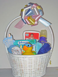 Welcome baby boy basket.