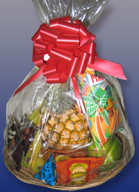 Maui Fruit Basket with pineapple, banana, chips and other treats