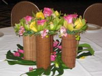 Handmade bamboo vases for Maui flower centerpiece