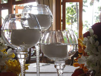 Maui wedding centerpiece with floating candles