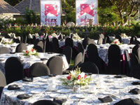 Place settings for tables at T-Mobile convention event