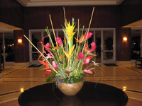 Tropical flower arrangment in a Maui hotel lobby