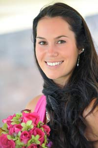 Bright pink rose bridal bouquet