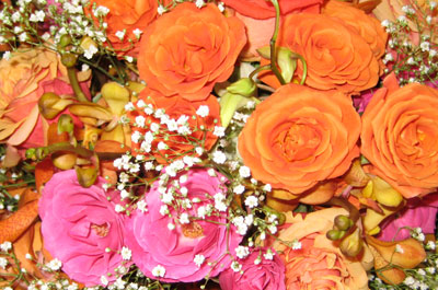 Close up of bright rose bouquet